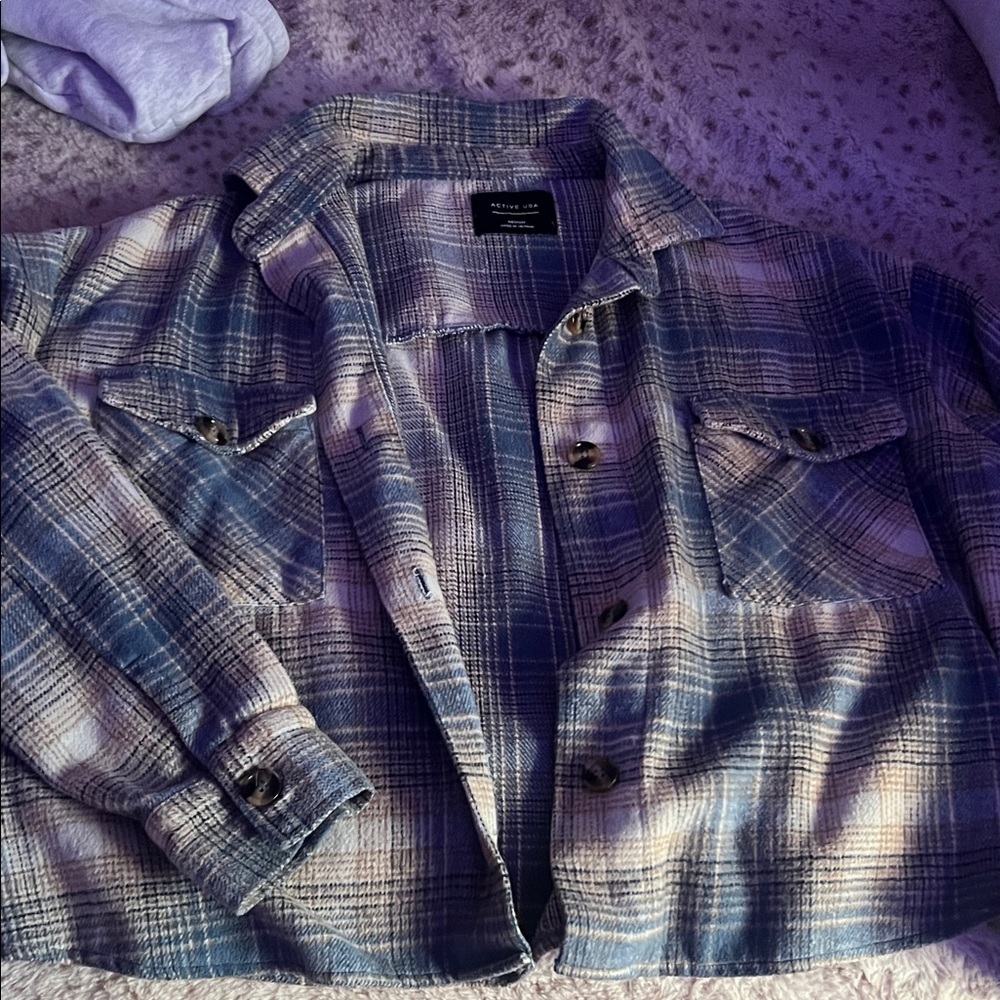 Active USA Navy and Cream Plaid Shirt